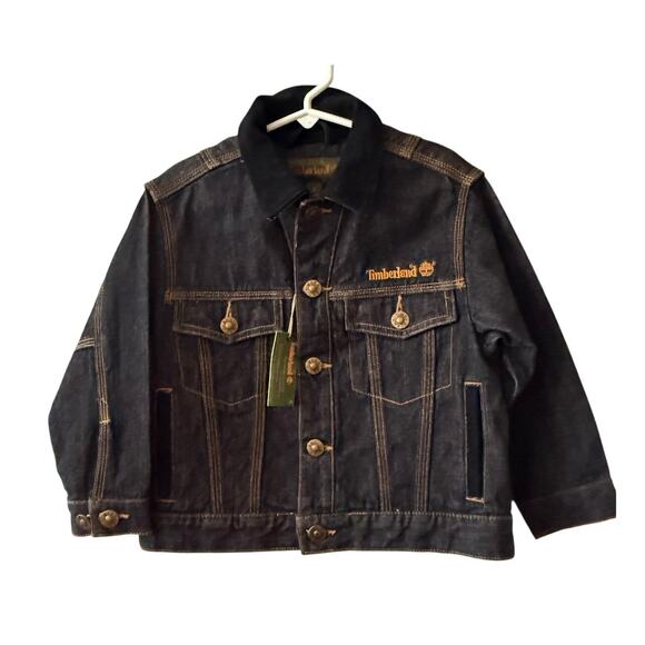 Vintage 90s Deadstock Timberland Kids Jean Jacket Size 4 Dark Rugged Denim - Picture 7 of 7